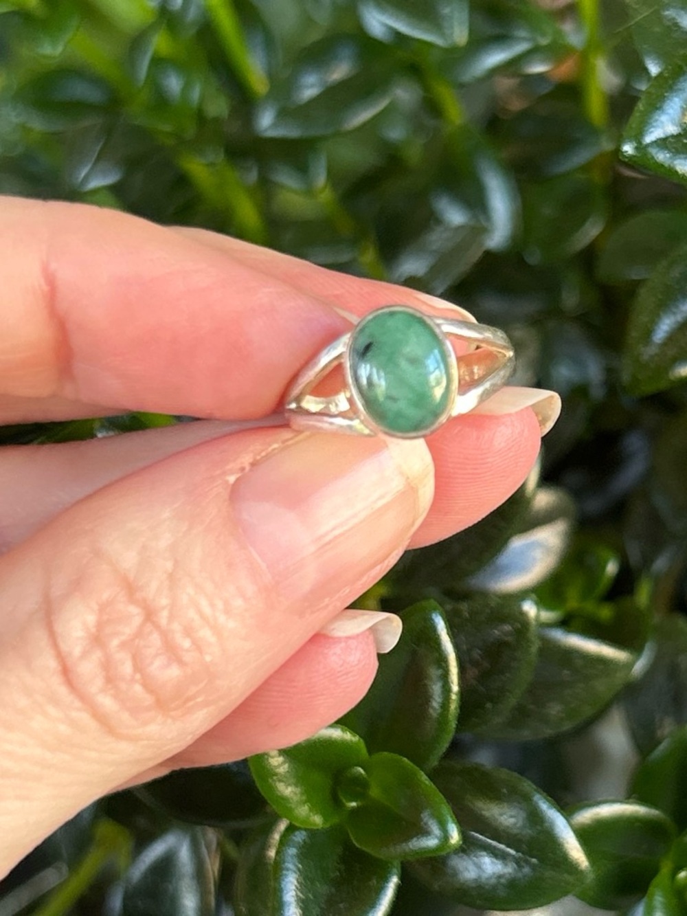 Sterling Silver Genuine Emerald Ring